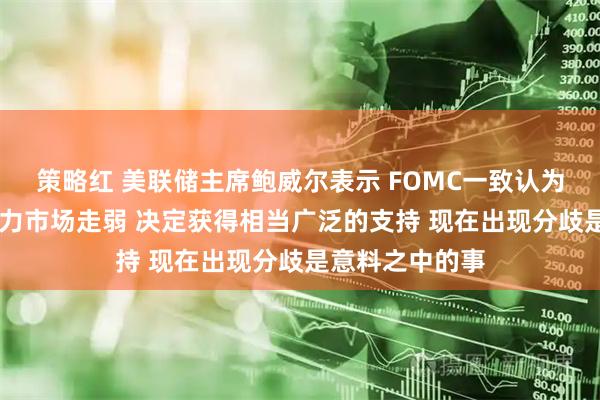 策略红 美联储主席鲍威尔表示 FOMC一致认为通胀过高 劳动力市场走弱 决定获得相当广泛的支持 现在出现分歧是意料之中的事
